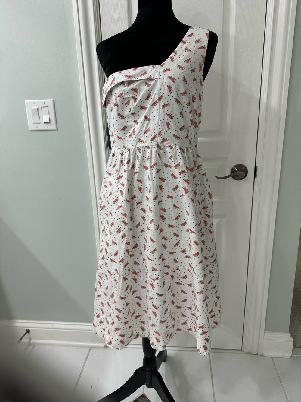 HD in Paris White Sundress with Red and Green Watermelon Print
